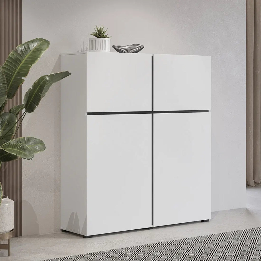 Buffet alto colori bianco e nero L120xH140xP40 collezione HAVANA. Bahut alto design con 4 porte.