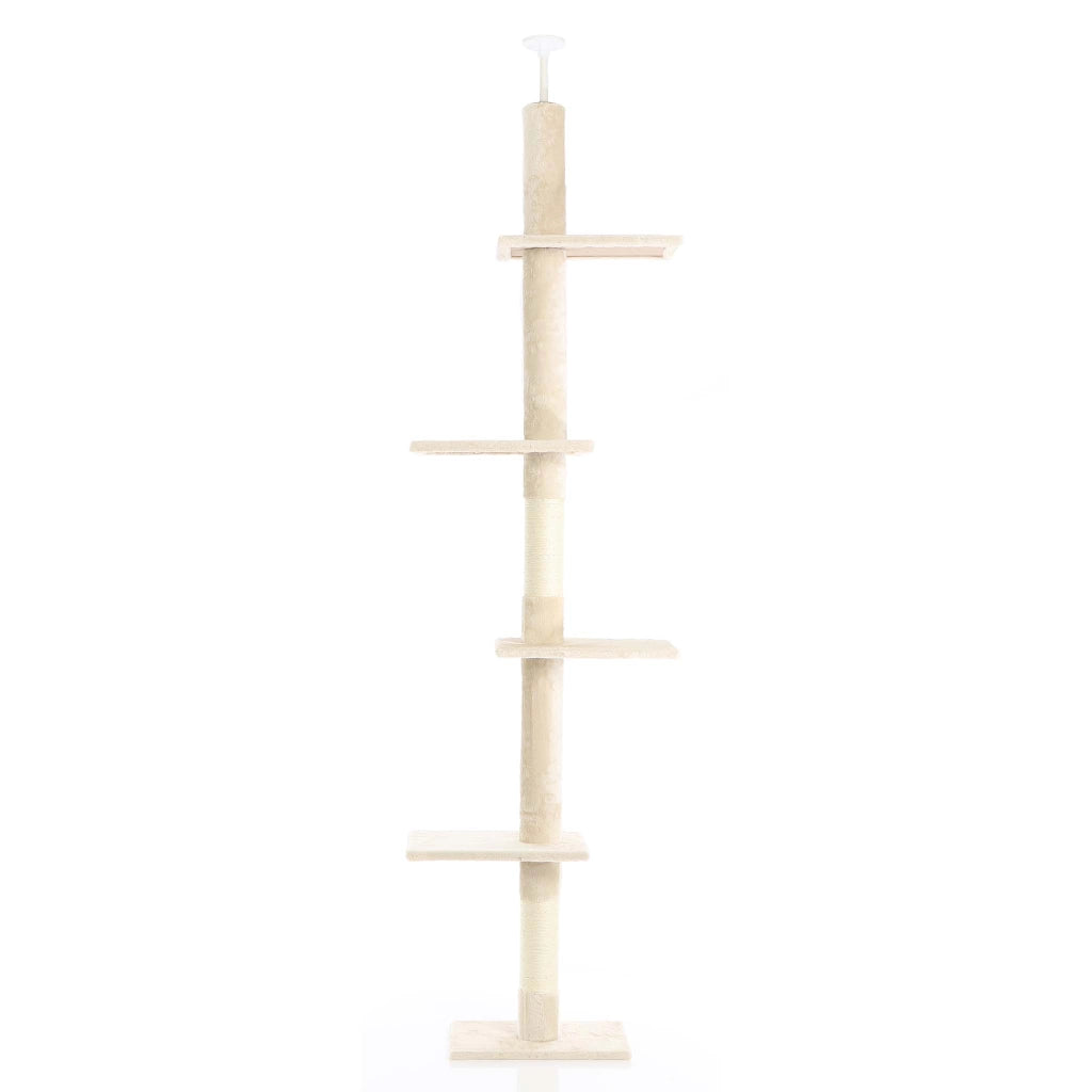 Fudajo Albero tiragraffi a soffitto beige 230-276cm Altezza regolabile con 4 livelli e sisal Gatti