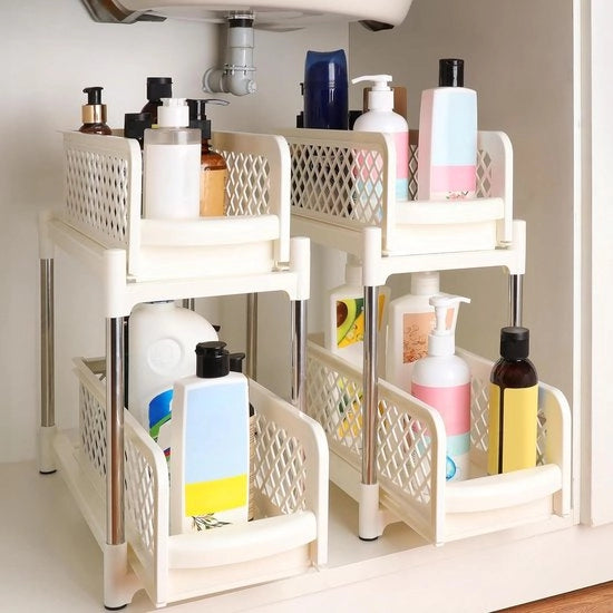 Organizzatori di archiviazione sotto il lavandino 2 pacchi - cassetti a scomparsa - armadietti - cucina, bagno, armadi - archiviazione multifunzionale.