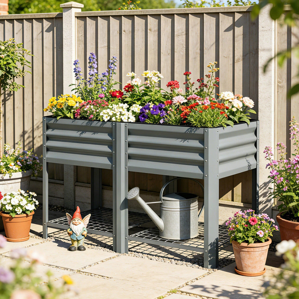 Tavolo da Coltivazione Urbano con Ripiano Inferiore ¨C Zephmum ¨C Grigio 120x55x80 cm