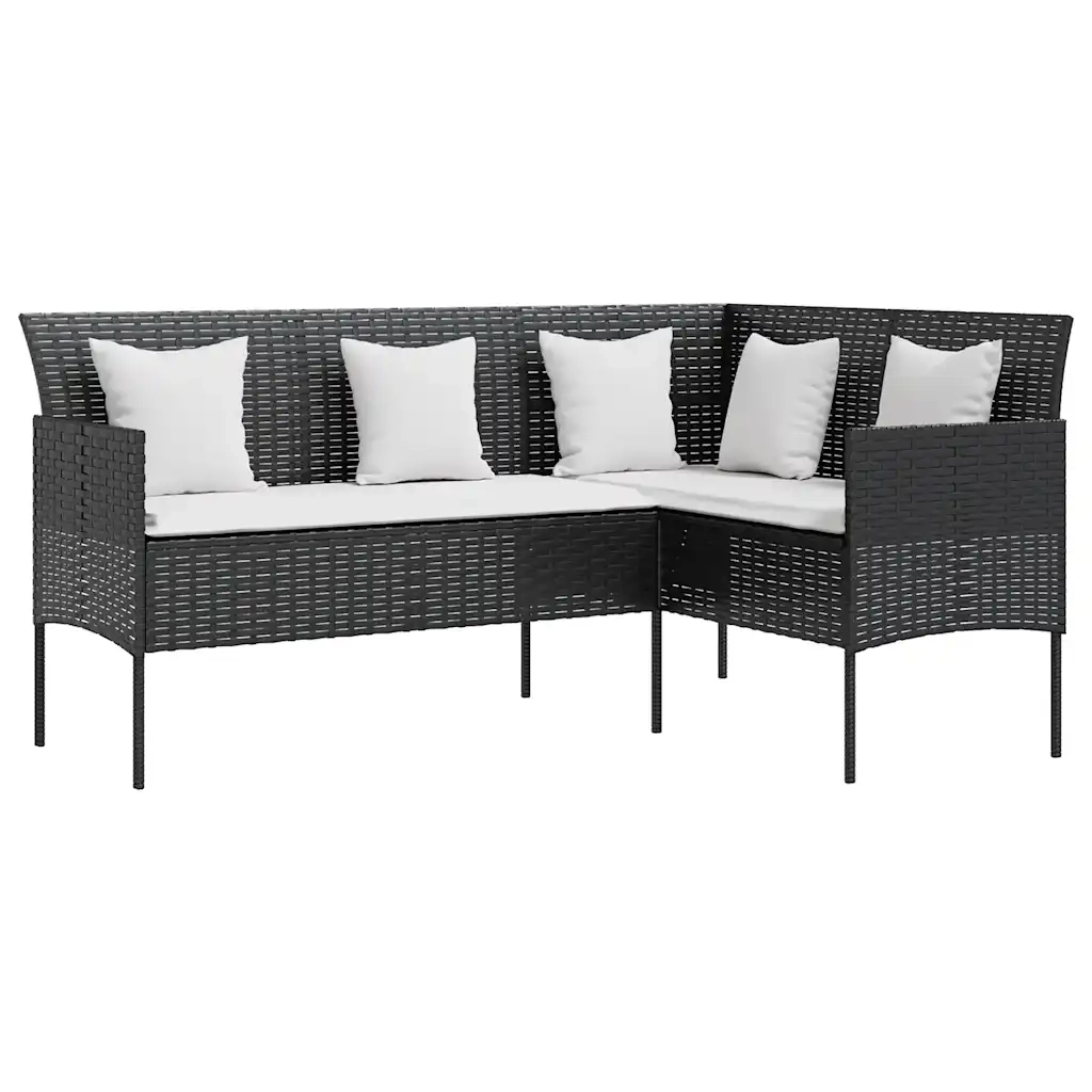Set Divano a L con Cuscini 5 pz Nero in Polyrattan 318578