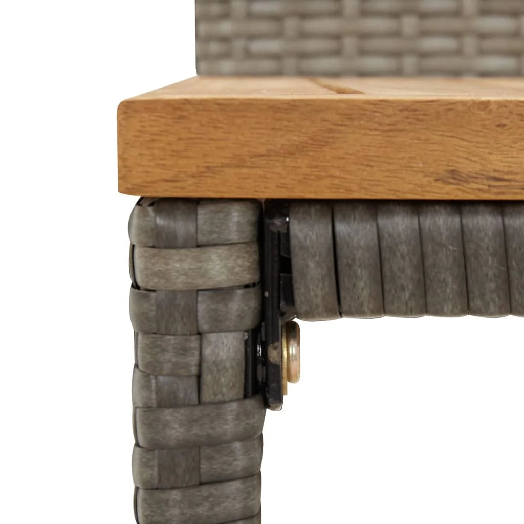 Set da bar da giardino 3 pezzi mobili da esterno per patio polyrattan grigio/legno massello di acacia 02_0013473