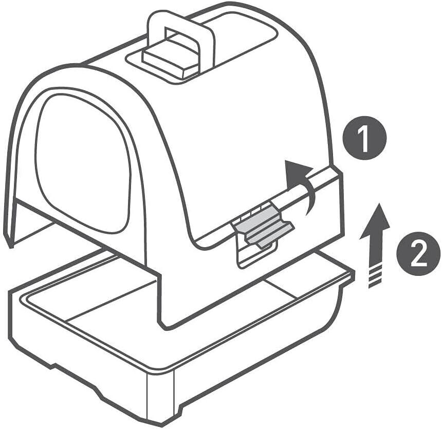 Curver Keter Lettiera per Gatti Petlife con coperchio, lettiera con paletta, moderno effetto rattan intrecciato, antracite, 51,5 x 38,5 x 40 cm