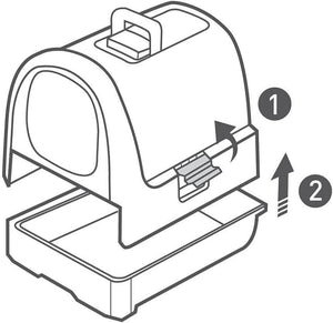 Curver Keter Lettiera per Gatti Petlife con coperchio, lettiera con paletta, moderno effetto rattan intrecciato, antracite, 51,5 x 38,5 x 40 cm