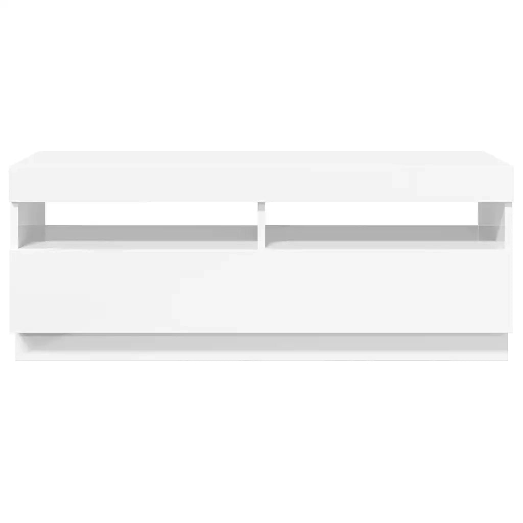 Mobile Porta TV con Luci LED Bianco Lucido 100x35x40 cm
