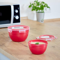 EMSA Clip & Micro Contenitore Rotondo Microonde, Rosso, 1,1 L