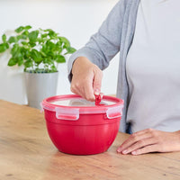 EMSA Clip & Micro Contenitore Rotondo Microonde, Rosso, 1,1 L