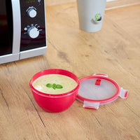 EMSA Clip & Micro Contenitore Rotondo Microonde, Rosso, 1,1 L
