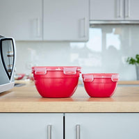 EMSA Clip & Micro Contenitore Rotondo Microonde, Rosso, 1,1 L