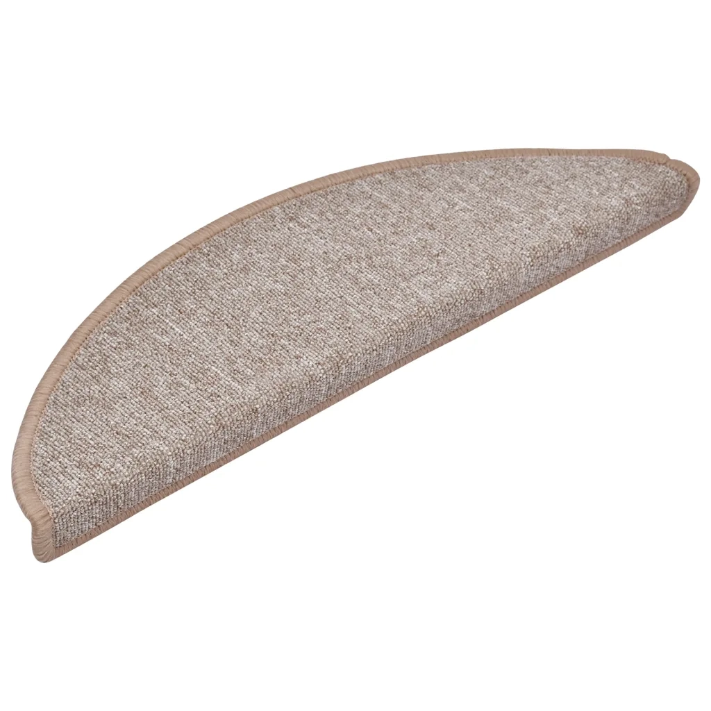 Tappetini per scale 10 pz 56x17x3 cm Marrone chiaro Semicircolari 149739