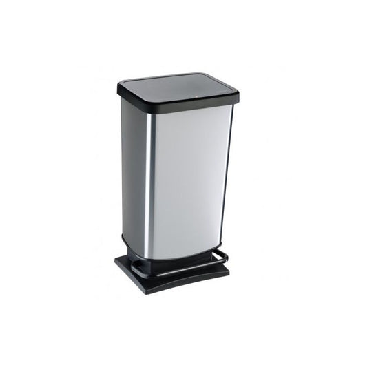 PATTUMIERA CON PEDALE 40 LT. PASO ARGENTO METALLIZZATO