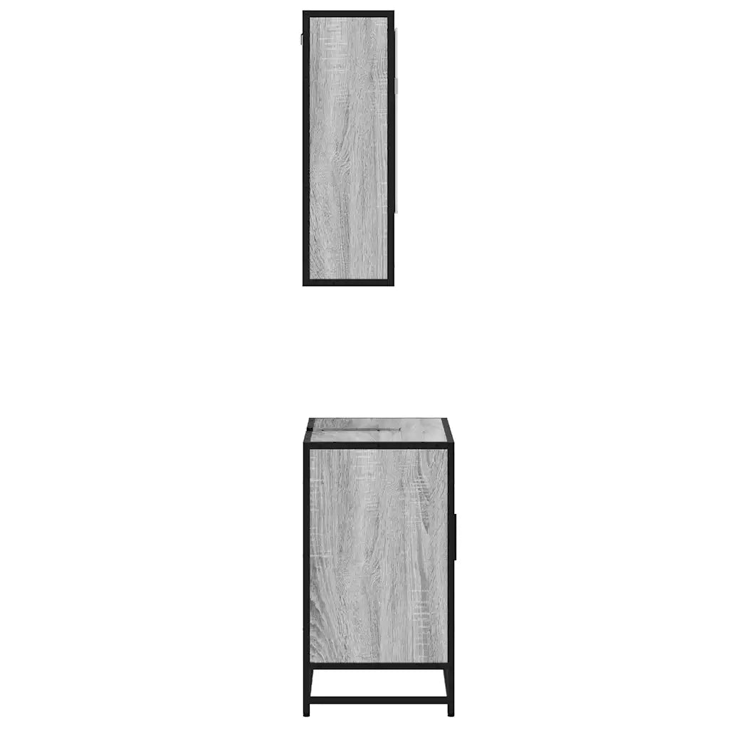 Set Mobili da Bagno 2 pz Grigio Sonoma in Legno Multistrato