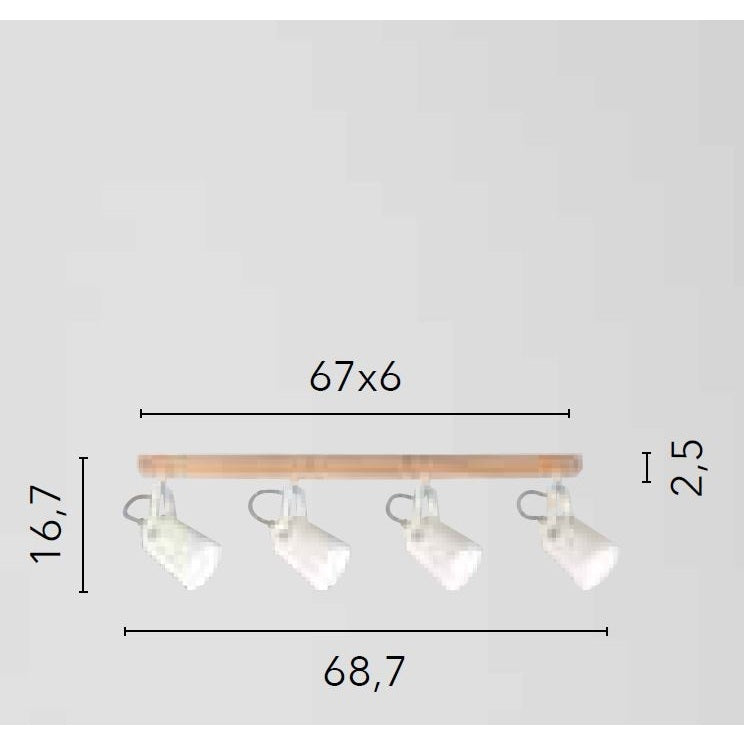 APPLIQUE EDA 4X E14 69X17XH13CM BIANCA / LEGNO.