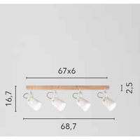 APPLIQUE EDA 4X E14 69X17XH13CM BIANCA / LEGNO.