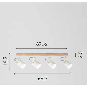 APPLIQUE EDA 4X E14 69X17XH13CM BIANCA / LEGNO.