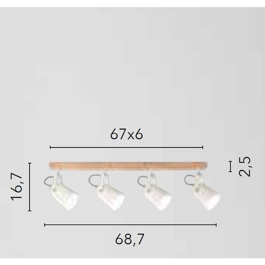 APPLIQUE EDA 4X E14 69X17XH13CM BIANCA / LEGNO.