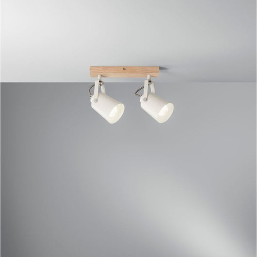 APPLIQUE EDA 2X E14 27X17XH13CM BIANCA / LEGNO.