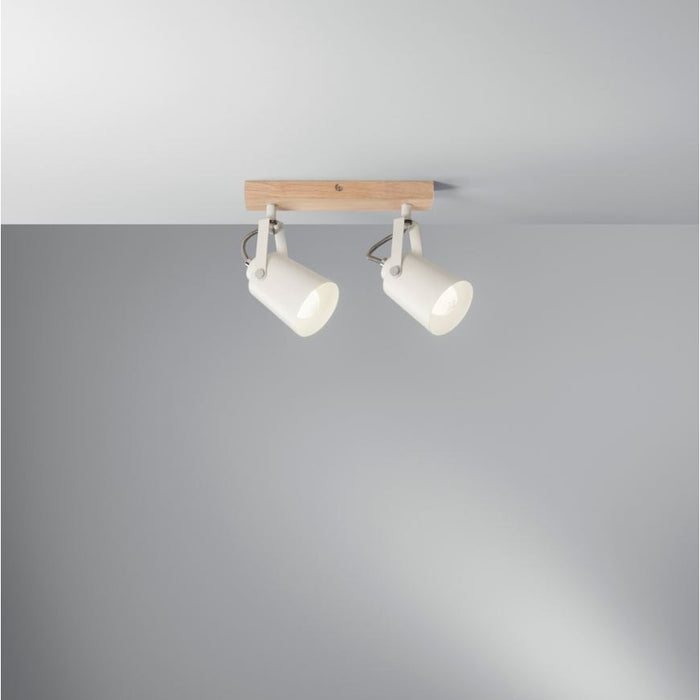 APPLIQUE EDA 2X E14 27X17XH13CM BIANCA / LEGNO.