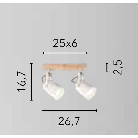 APPLIQUE EDA 2X E14 27X17XH13CM BIANCA / LEGNO.