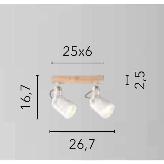 APPLIQUE EDA 2X E14 27X17XH13CM BIANCA / LEGNO.