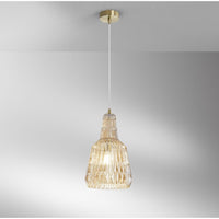 LAMPADARIO GALWAY IN VETRO COLORE AMBRA 1XE27 DIAMETRO CM.23X150H.