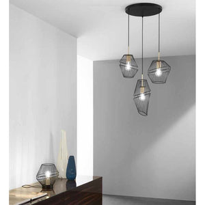 LAMPADARIO KIKO 3X E27 42X40XH150CM NERA/ORO.