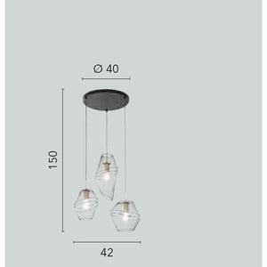 LAMPADARIO KIKO 3X E27 42X40XH150CM NERA/ORO.