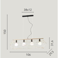LAMPADARIO ABRAXAS 4X E27 106X31XH150CM BIANCA.