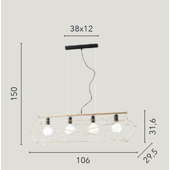 LAMPADARIO ABRAXAS 4X E27 106X31XH150CM BIANCA.