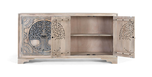 Credenza in legno di mango con 4 ante decorate a mano
