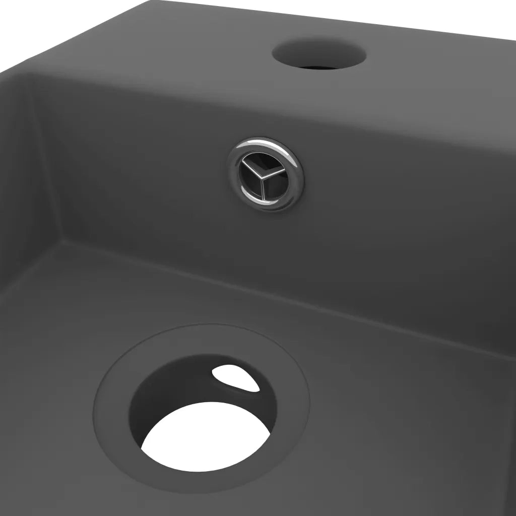 Lavandino-Lavello con Troppopieno in Ceramica Grigio Scuro