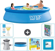 Piscina Rond Opblaasbar Easy Set - 305 x 76 cm - Blu - Inclusa Pompa Copertura - Kit Manutenzione - Piastrelle - 7 pezzi