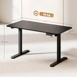 SCRIVANIA Elettrica Regolabile 140x70 cm Nero
