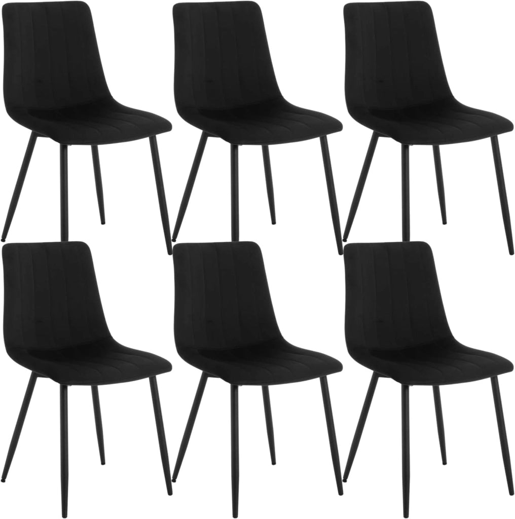 6 Sedie Sala da Pranzo, Sedie da Cucina con Shienale, senza Braccioli, Sedie in Velluto con Gambe in Metallo, Sedia per Camera da Letto, Soggiorno, Studio, Sedia da Trucco, Grigio Scuro