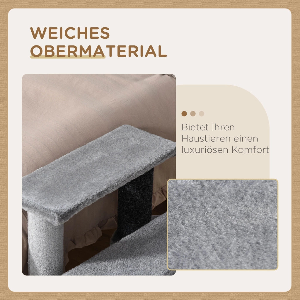 Scala per gatti a 3 livelli con palo graffiante ¨C Zephmum ¨C Grigio 45x40x48 cm