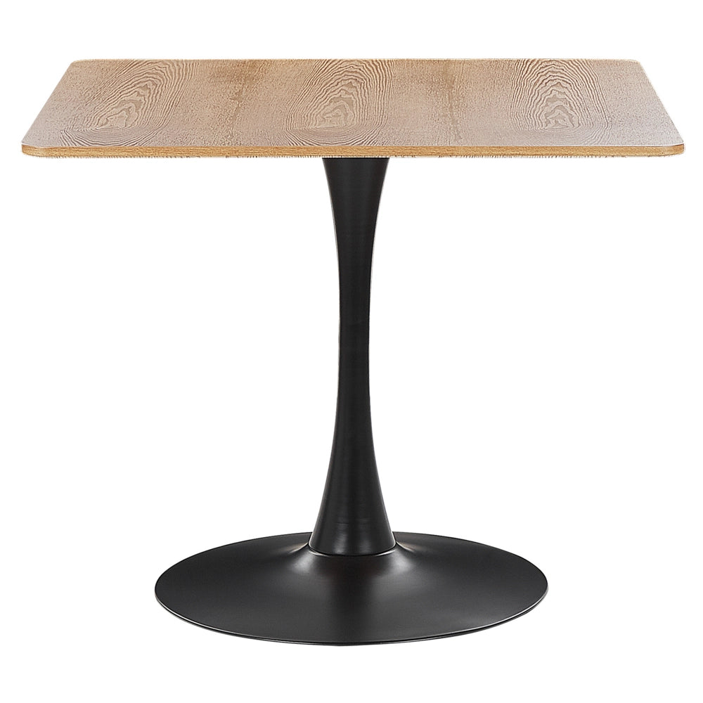 Tavolo da pranzo in legno chiaro con piano in MDF Nero Base in metallo 90 x 90 cm Tavolo da cucina industriale quadrato