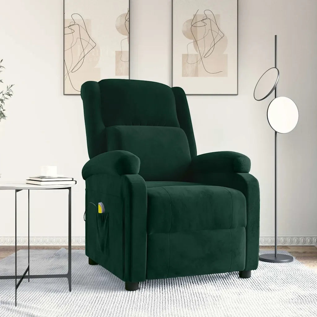 Divano Sedia-Poltrona Massaggiante Verde Scuro in Velluto