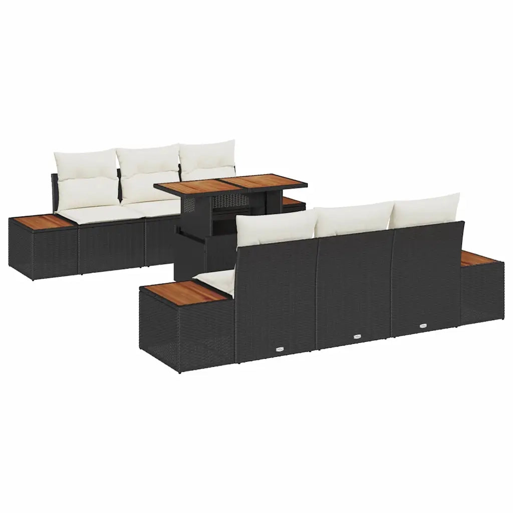 Set da Pranzo per Giardino con cuscino 7 pcs Nero e Beige 3350029