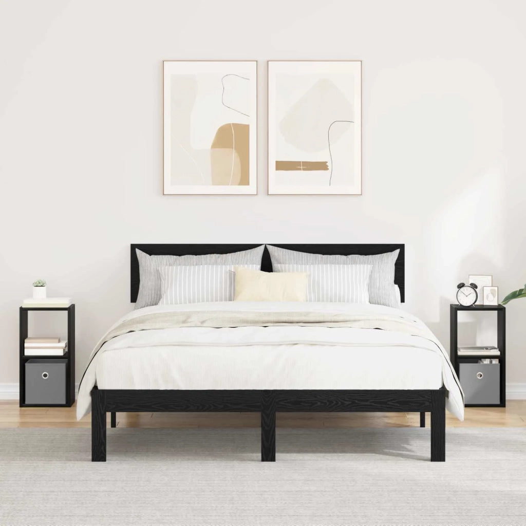 Comodino con cassetto 2 pcs Rovere Nero 25,5 x 22 x 49,5 cm