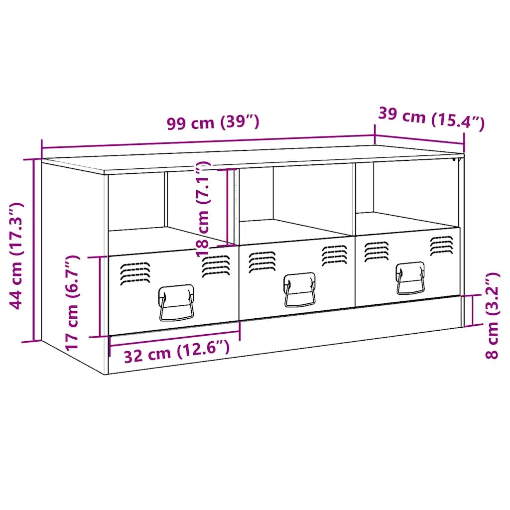 Mobile Porta TV Rosa 99x39x44 cm in Acciaio 841734