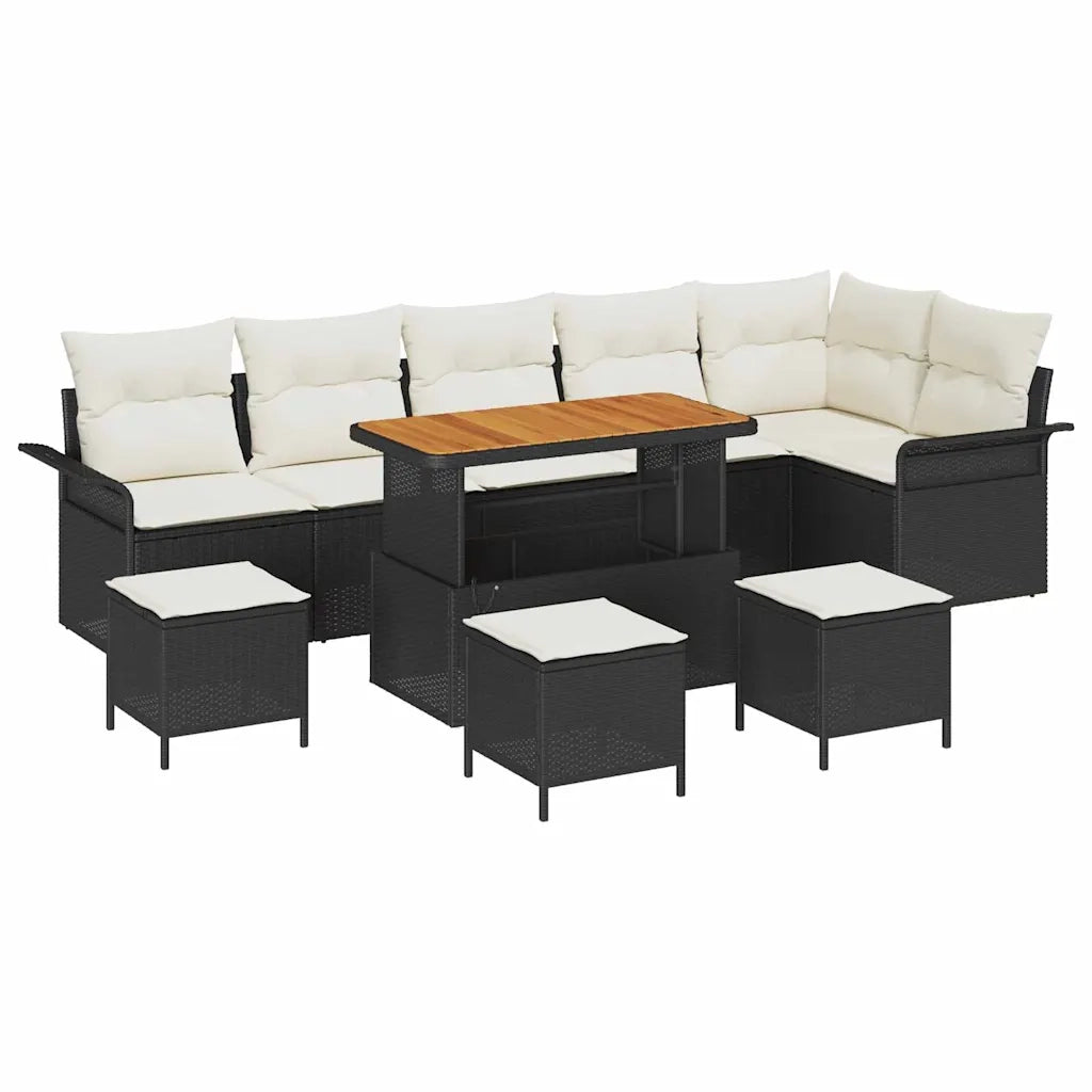 Set Divano da Giardino con cuscino 10 pcs Nero polyrattan 3362160