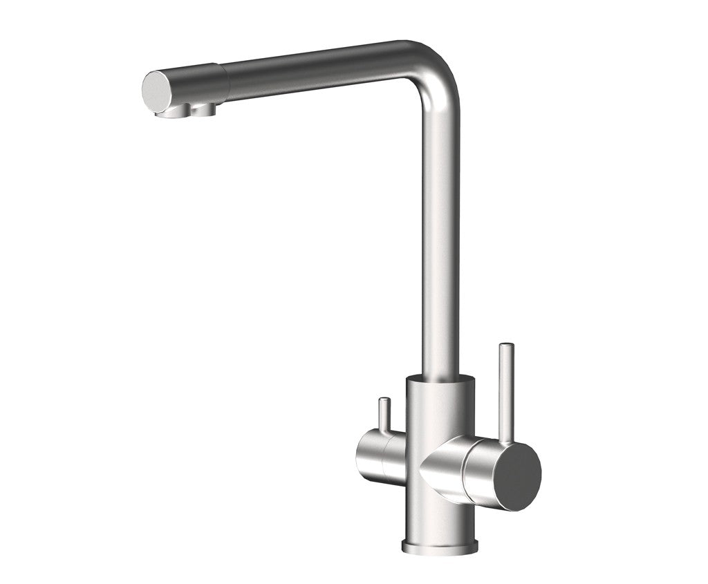 Miscelatore in acciaio inox con attacco depuratore doppia uscita