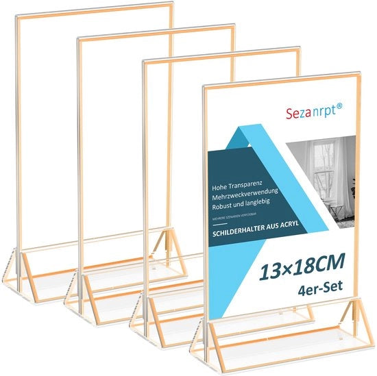 Sostegni per tovagli d'acrilico, 4 pezzi, 13x18 cm, verticale, set di numerazione per tavolo, menu trasparente per ristoranti, negozi, cartelloni per foto, sostenitori per documenti