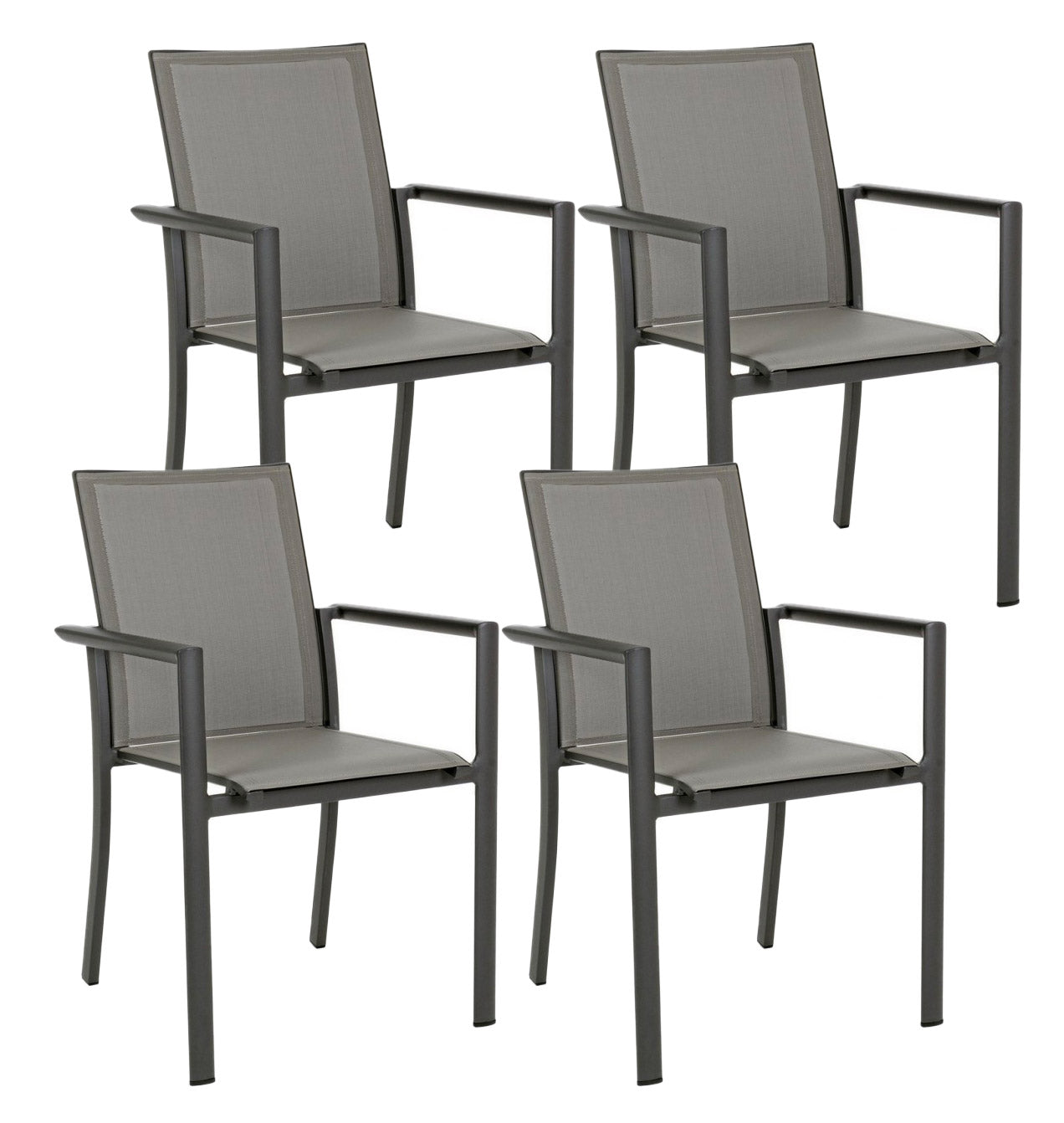 Set 4 Sedie da Giardino 56,2x60x88h cm con Braccioli Konnor Antracite