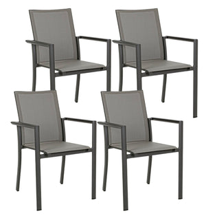 Set 4 Sedie da Giardino 56,2x60x88h cm con Braccioli Konnor Antracite