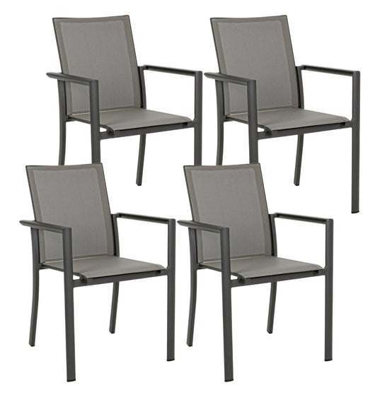 Set 4 Sedie da Giardino 56,2x60x88h cm con Braccioli Konnor Antracite