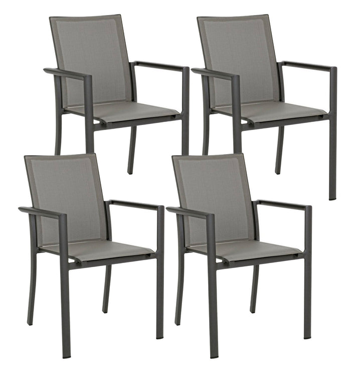 Set 4 Sedie da Giardino 56,2x60x88h cm con Braccioli Konnor Antracite