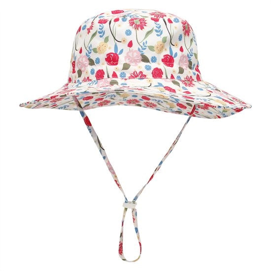 Cappello e occhiali da sole per bambini con protezione UV UPF 50+, cappello da mare con visiera regolabile e bordo ampio per bambini, misura M: 52-54cm