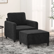 Poltrona con Poggiapiedi Nero 60 cm in Velluto