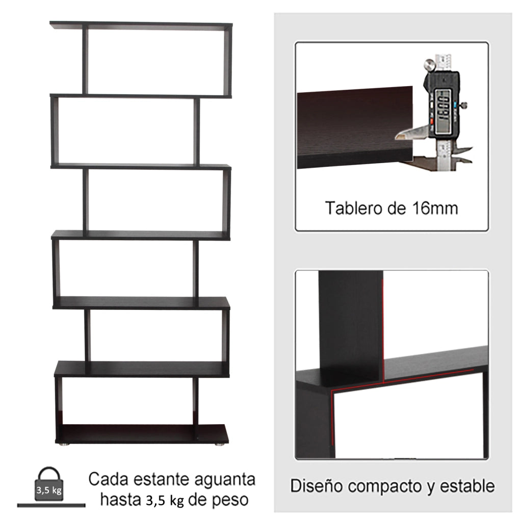 Libreria 6 Ripiani Legno Forma S ¨C zephmum ¨C 80x24x191 cm Colore Nero